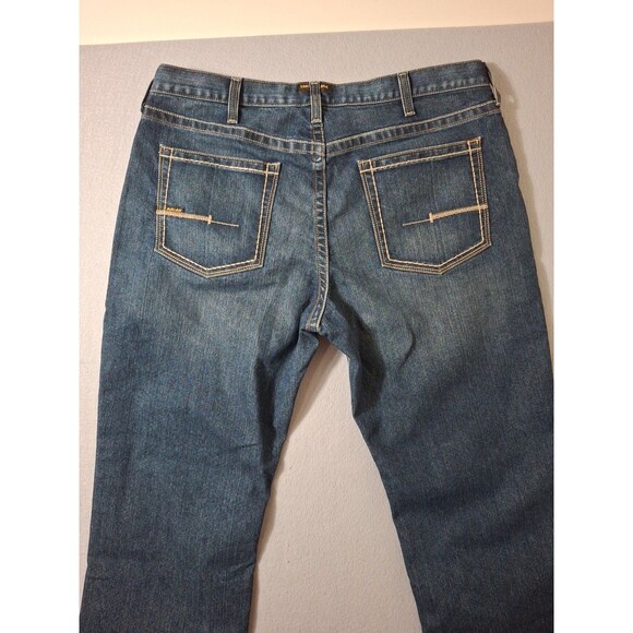 Ariat Rebar M5 Jeans Men 40x30 Blue Dark Wash Denim Western Cowboy Straight EUC - Picture 11 of 12